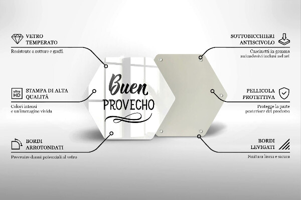 Deska szklana do kuchni Napis Buen provecho