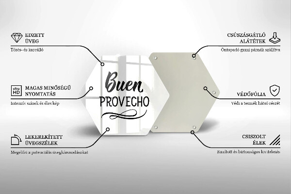 Deska szklana do kuchni Napis Buen provecho