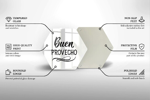 Deska szklana do kuchni Napis Buen provecho
