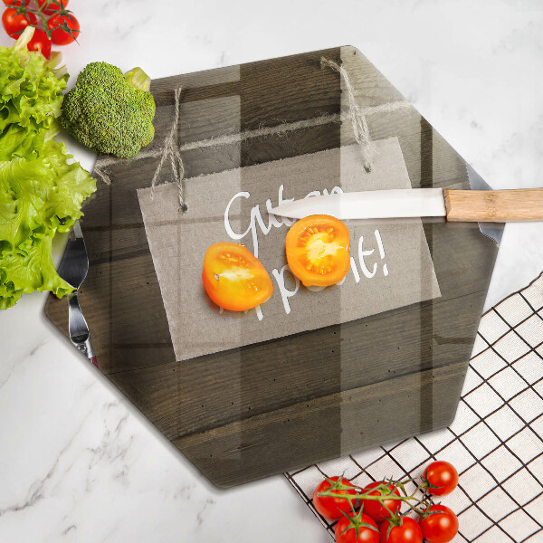 Deska szklana do kuchni Deski napis Guten Apetit