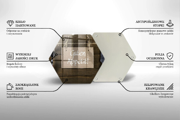 Deska szklana do kuchni Deski napis Guten Apetit