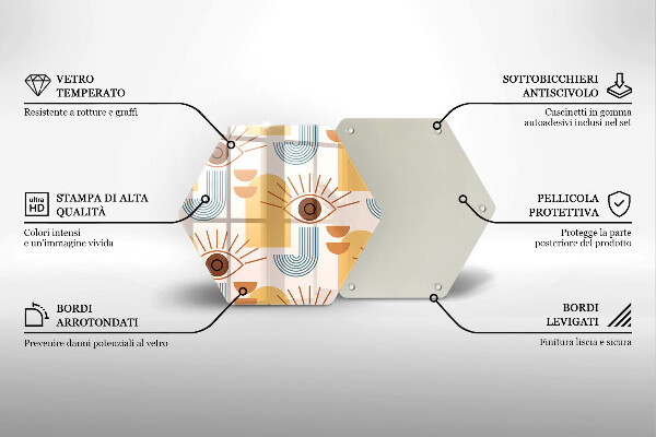Deska szklana do kuchni Boho wzór oczy