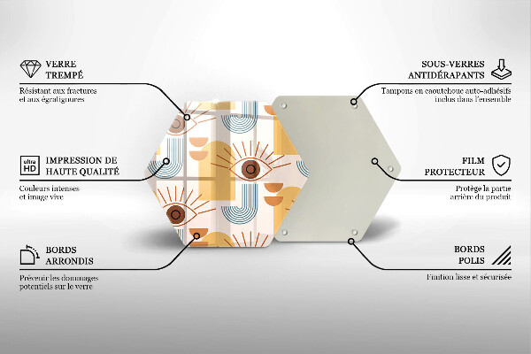 Deska szklana do kuchni Boho wzór oczy