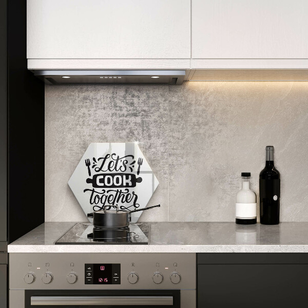 Deska szklana do kuchni Napis Let's cook together