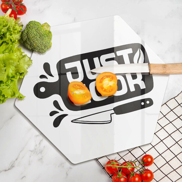 Deska szklana do kuchni Kuchenny napis Just cook