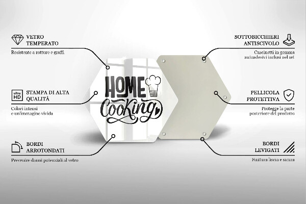 Deska szklana do kuchni Napis Home cooking