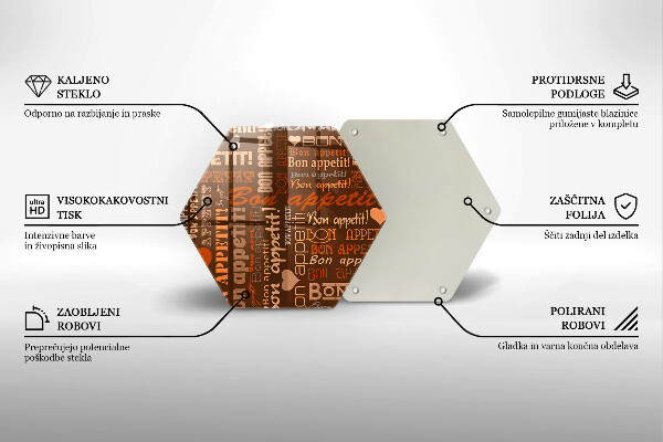 Deska szklana do kuchni Napisy Bon appetit