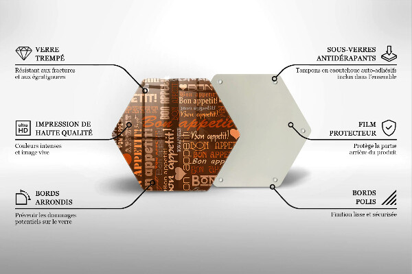 Deska szklana do kuchni Napisy Bon appetit