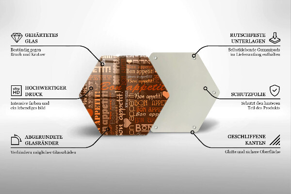 Deska szklana do kuchni Napisy Bon appetit