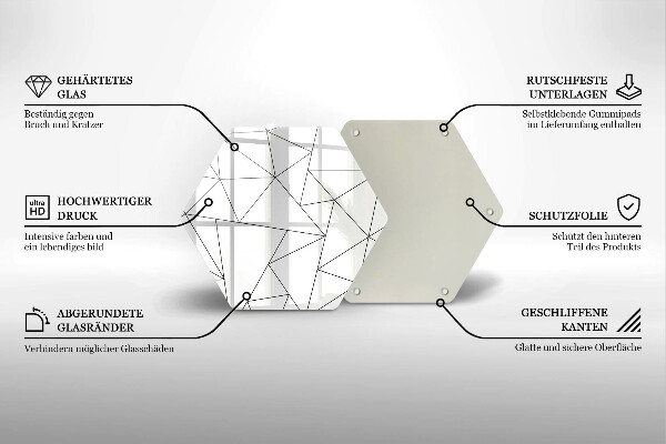Deska szklana kuchenna Białe trójkąty