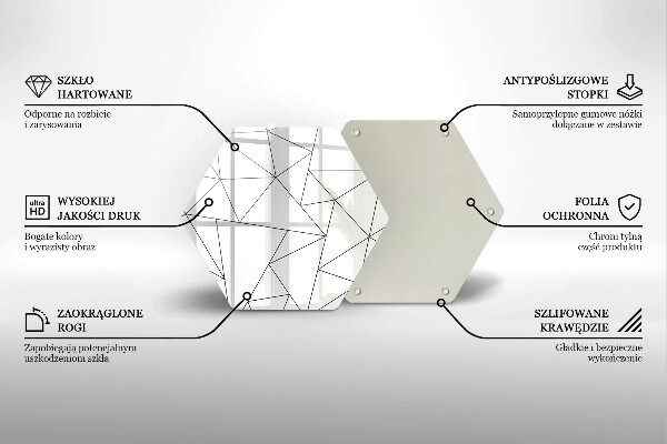 Deska szklana kuchenna Białe trójkąty