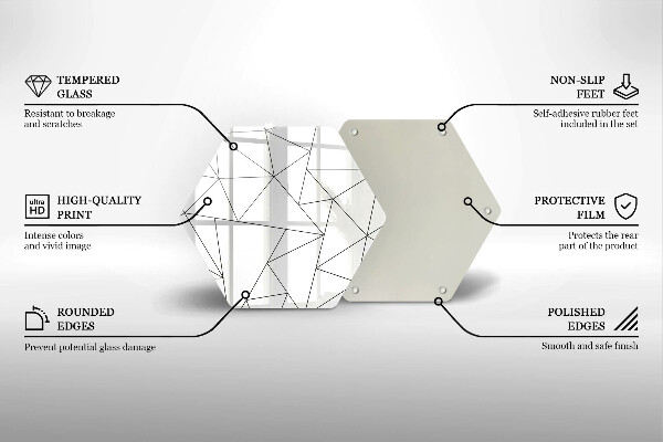 Deska szklana kuchenna Białe trójkąty