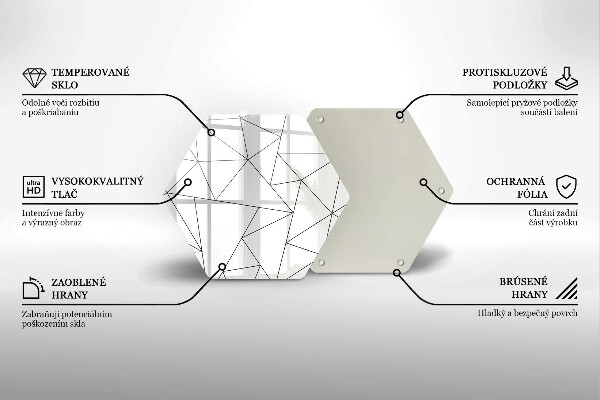 Deska szklana kuchenna Białe trójkąty