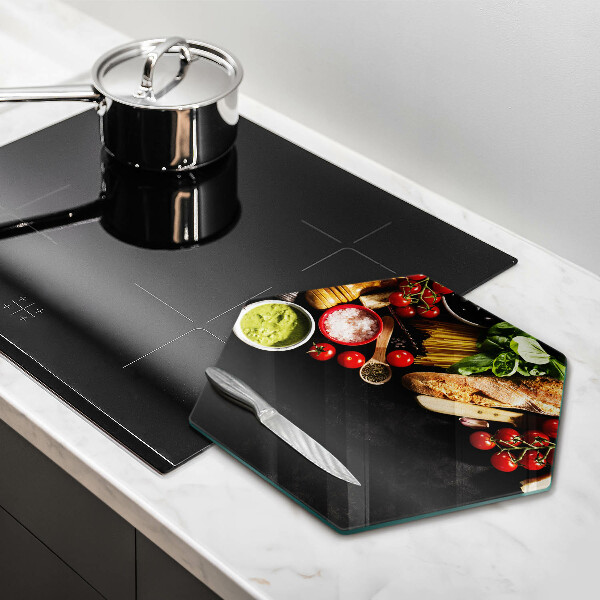 Deska szklana kuchenna Włoskie składniki i przyprawy