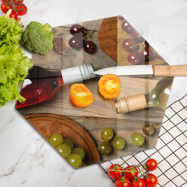 Deska szklana kuchenna Butelki wina i winogrona