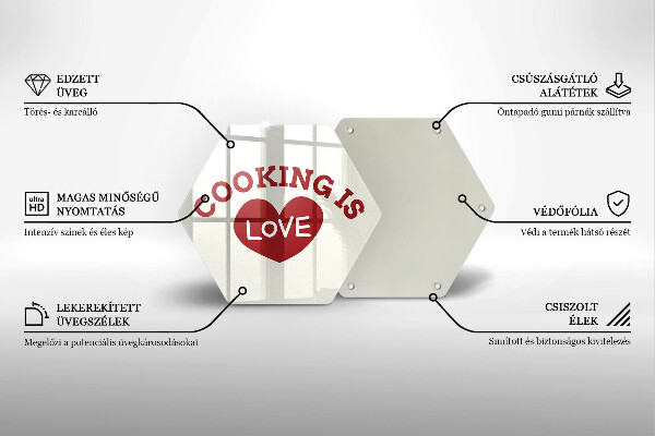 Deska szklana kuchenna Napis Cooking is love
