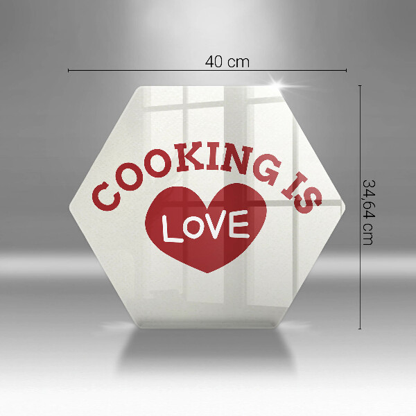 Deska szklana kuchenna Napis Cooking is love