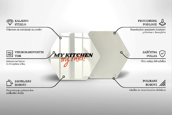 Deska szklana kuchenna Napis My kitchen my rules
