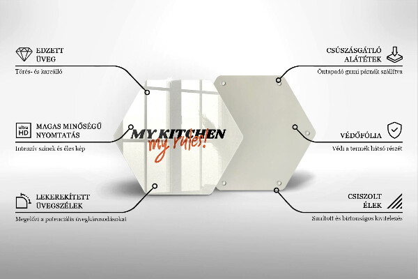 Deska szklana kuchenna Napis My kitchen my rules