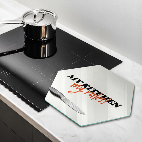 Deska szklana kuchenna Napis My kitchen my rules