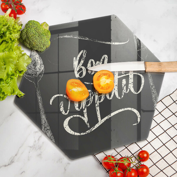 Deska szklana kuchenna Napis Bon Appetit