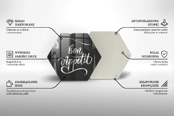 Deska szklana kuchenna Napis Bon Appetit