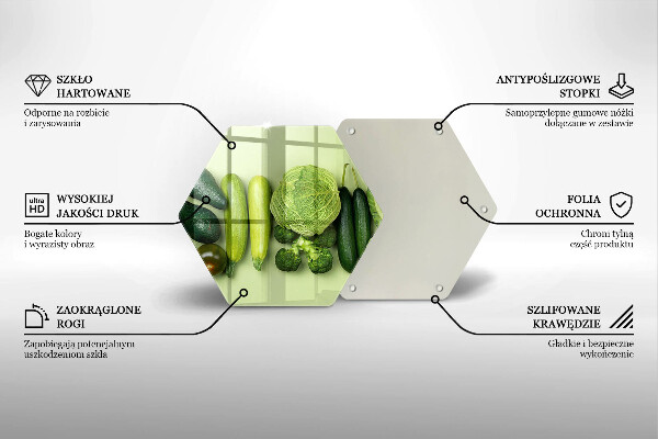 Deska szklana kuchenna Zielone owoce i warzywa