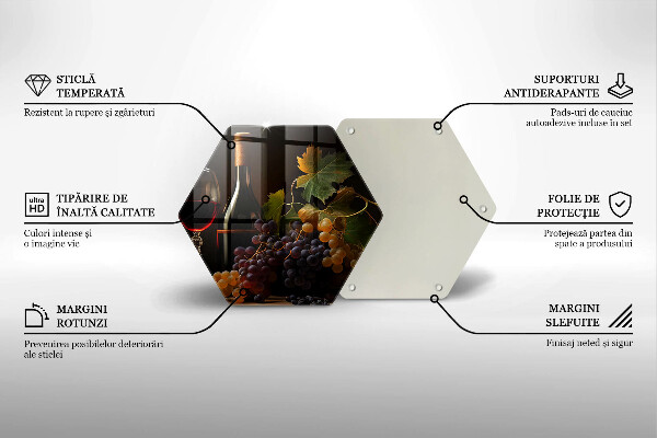 Deska szklana kuchenna Kieliszek wina i winogrona