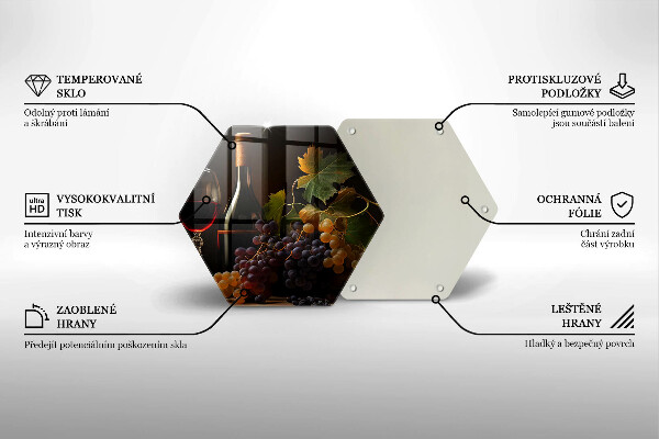 Deska szklana kuchenna Kieliszek wina i winogrona