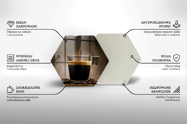 Deska kuchenna Szklanka i ziarna kawy
