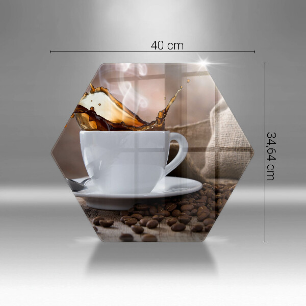 Deska szklana do kuchni Filiżanka i ziarna kawy