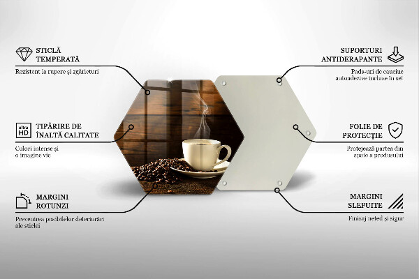 Deska szklana do kuchni Filiżanka kawy drewno