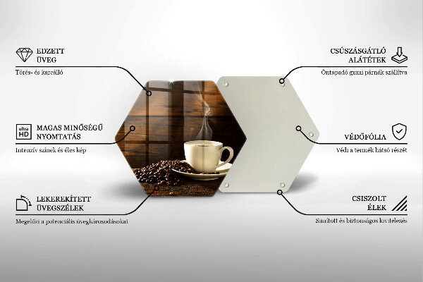 Deska szklana do kuchni Filiżanka kawy drewno