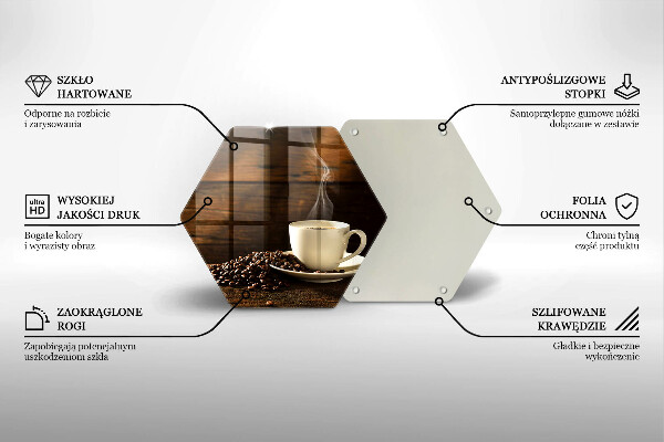 Deska szklana do kuchni Filiżanka kawy drewno