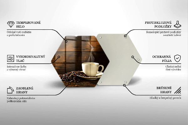 Deska szklana do kuchni Filiżanka kawy drewno