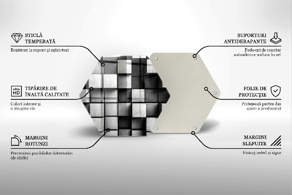 Deska szklana do kuchni Abstrakcja kwadraty 3D