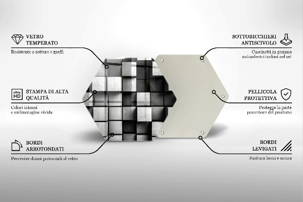 Deska szklana do kuchni Abstrakcja kwadraty 3D