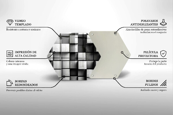 Deska szklana do kuchni Abstrakcja kwadraty 3D