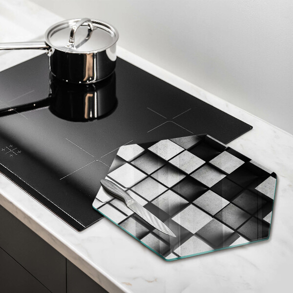 Deska szklana do kuchni Abstrakcja kwadraty 3D