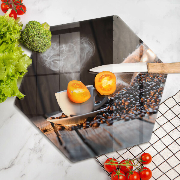 Deska szklana do kuchni Filiżanka kawy i serce