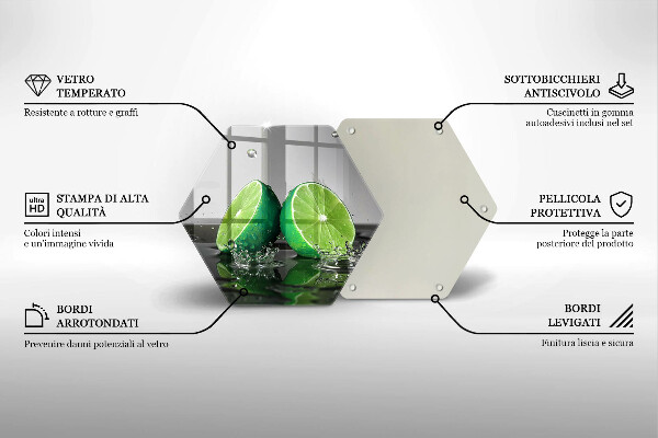 Deska szklana do kuchni Soczyste limonki i woda