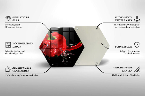 Deska szklana do kuchni Czerwone papryki w wodzie
