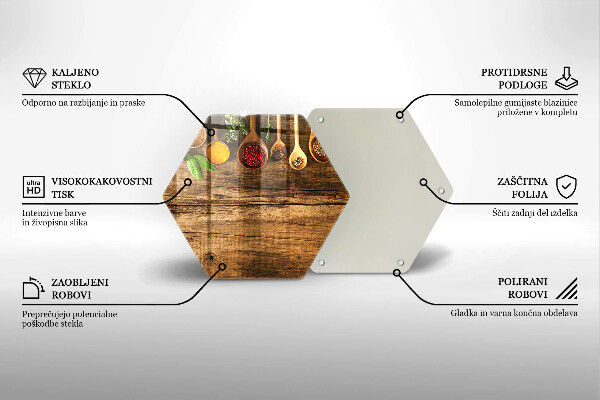 Deska szklana do kuchni Drewniane łyżki przyprawy