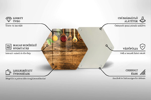 Deska szklana do kuchni Drewniane łyżki przyprawy