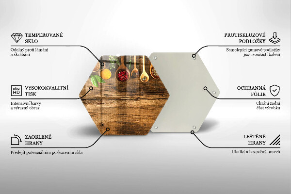 Deska szklana do kuchni Drewniane łyżki przyprawy