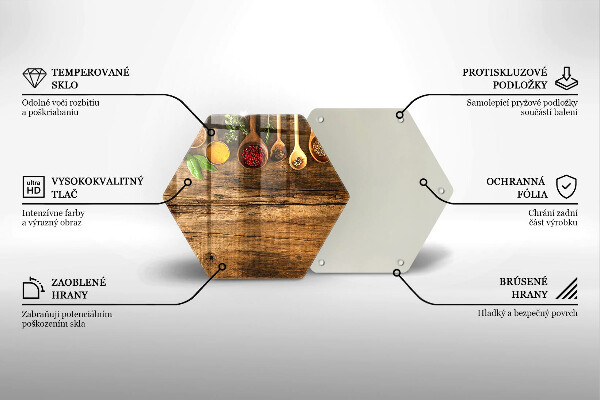 Deska szklana do kuchni Drewniane łyżki przyprawy