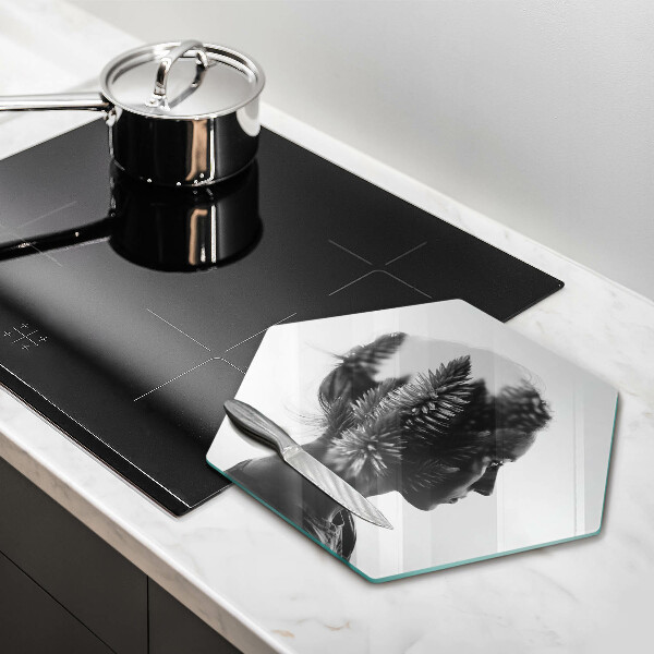 Deska szklana do kuchni Kobieta i las