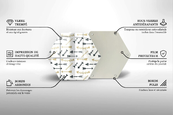 Deska szklana do kuchni Wzór boho strzałki