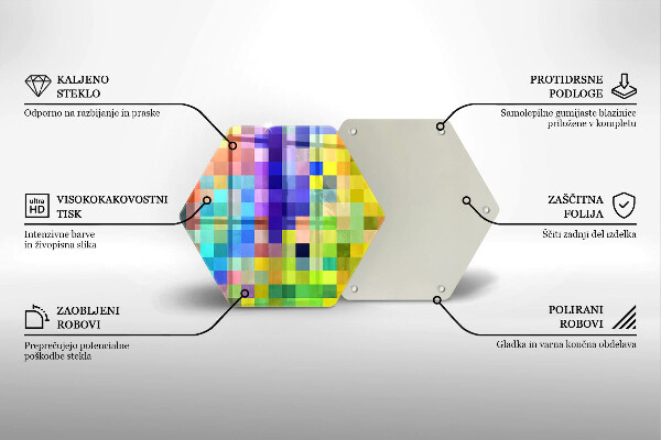 Deska szklana do kuchni Kolorowe kwadraty piksele