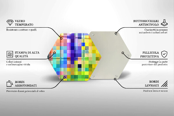 Deska szklana do kuchni Kolorowe kwadraty piksele